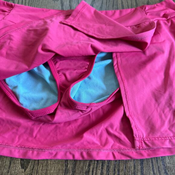 Athleta Womens Solid Pink Swim Skirt Bikini Bottom Attached Brief Size Medium - Picture 4 of 9